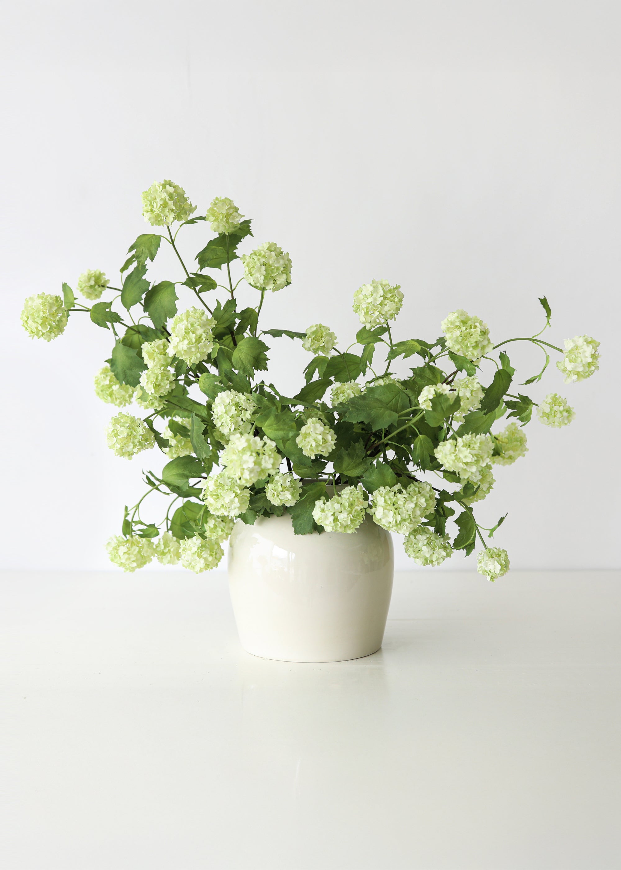 SAVE - Green Cream Artificial Snowball Flowers - 24"