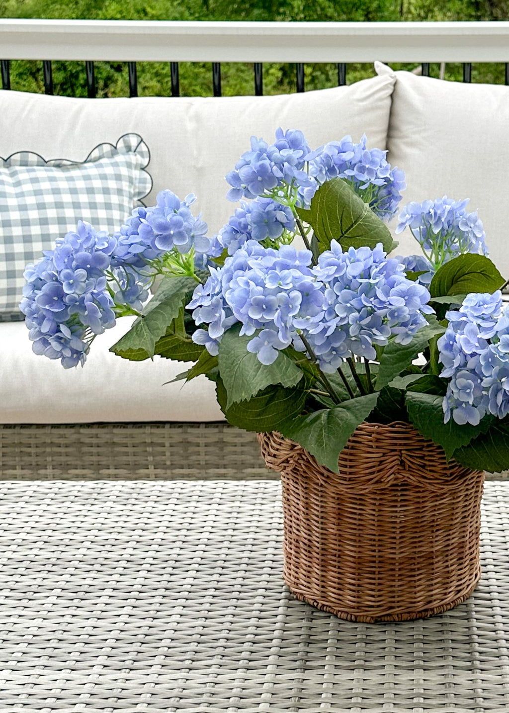 Blue Blooming Artificial Hydrangea Bush - 22"