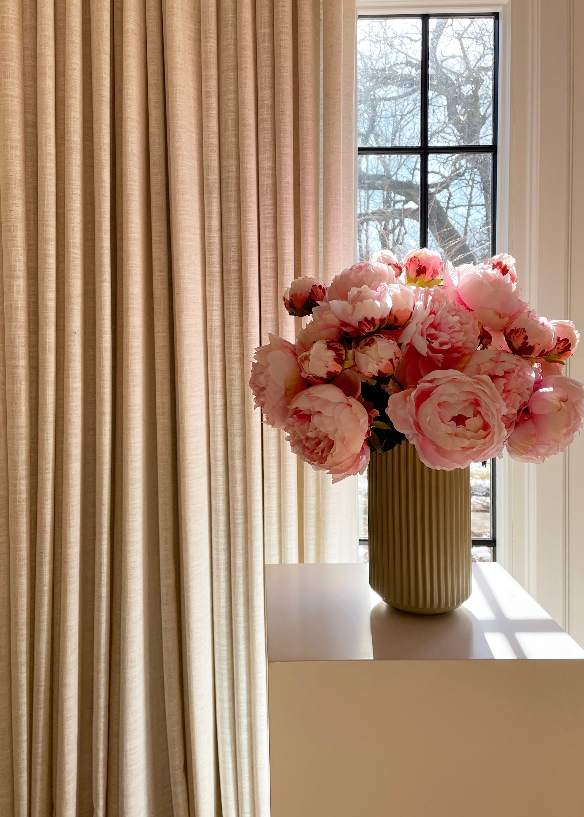 Pink Peony Faux Flower Bundle of Peonies - 21"
