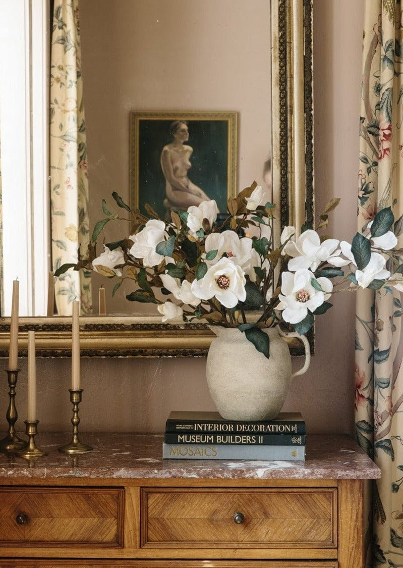 SAVE- Cream Magnolia Fake Flower Branch - 35"