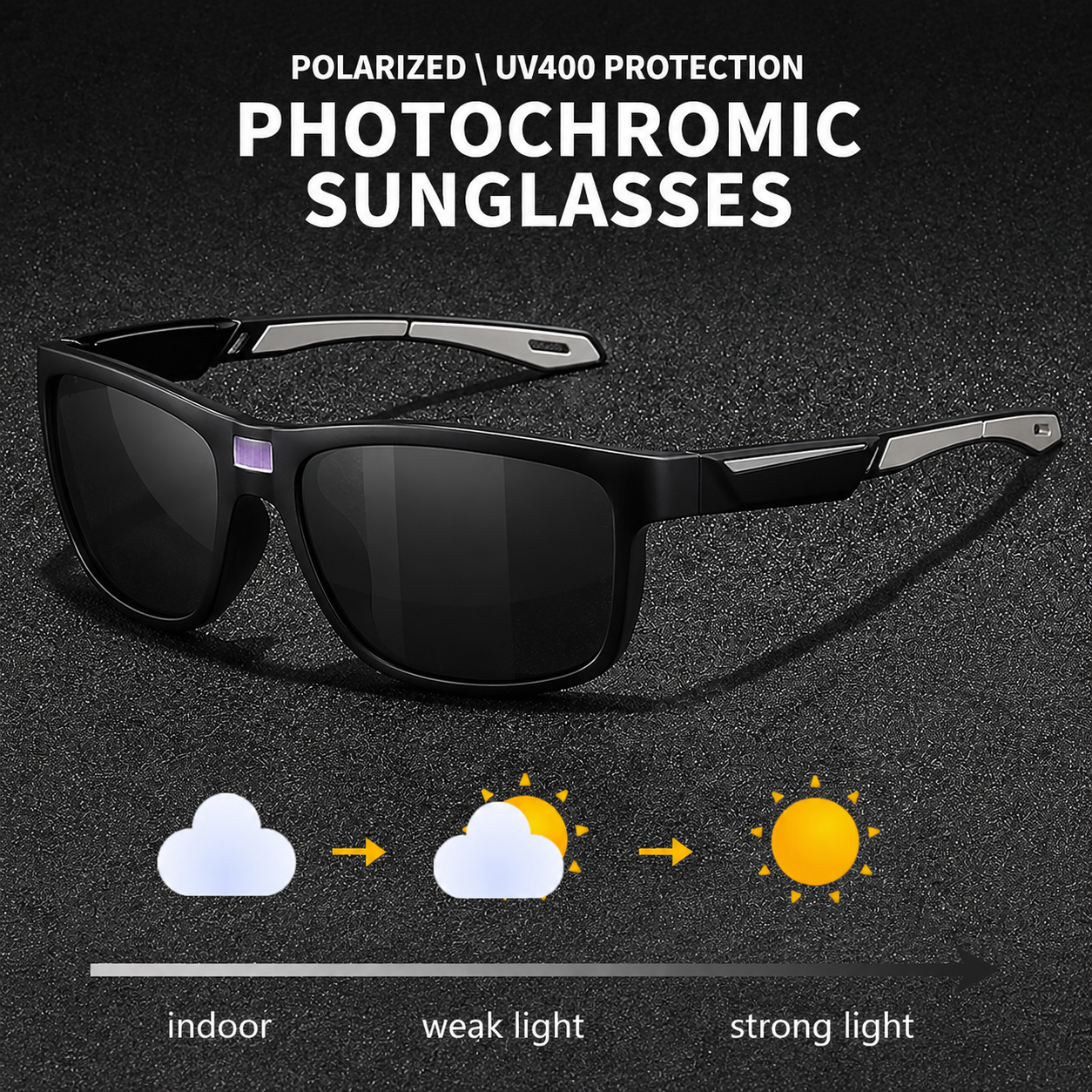 Smart Photochromic Glasses with Fast Color Change.