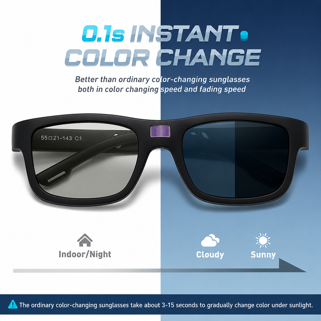 Smart Photochromic Glasses with Fast Color Change.