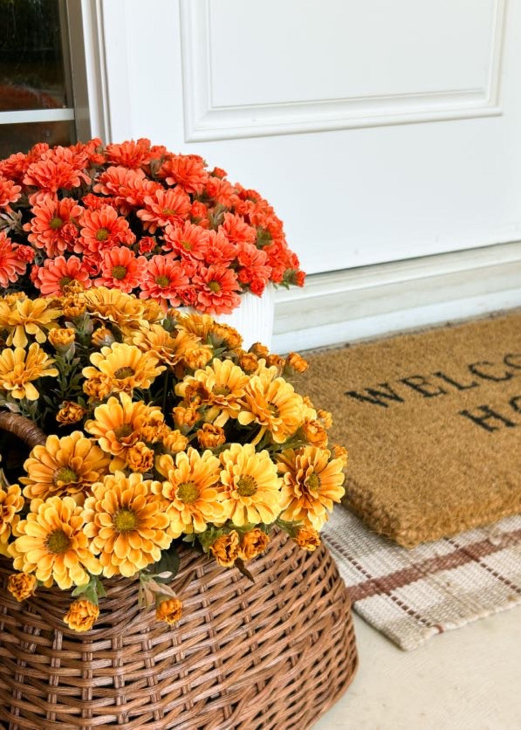 Golden Yellow Artificial Fall Mum Flower Bush - 15"