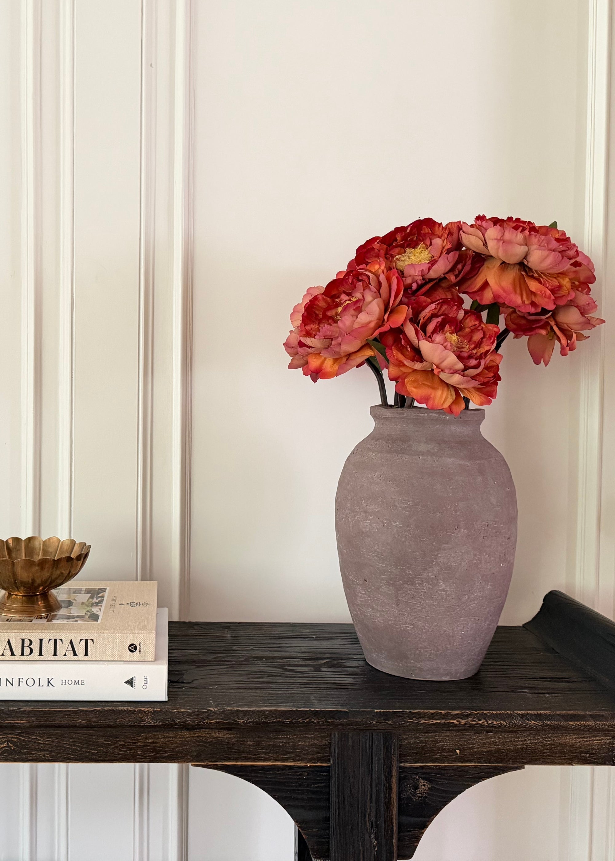 Artificial Peony in Fall Rust Hue - 32"