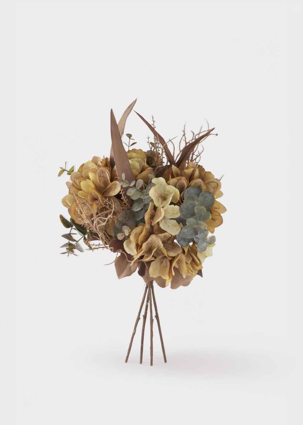 Artificial Dried Look Hydrangea Flower Bundle in Fall Hues - 14"