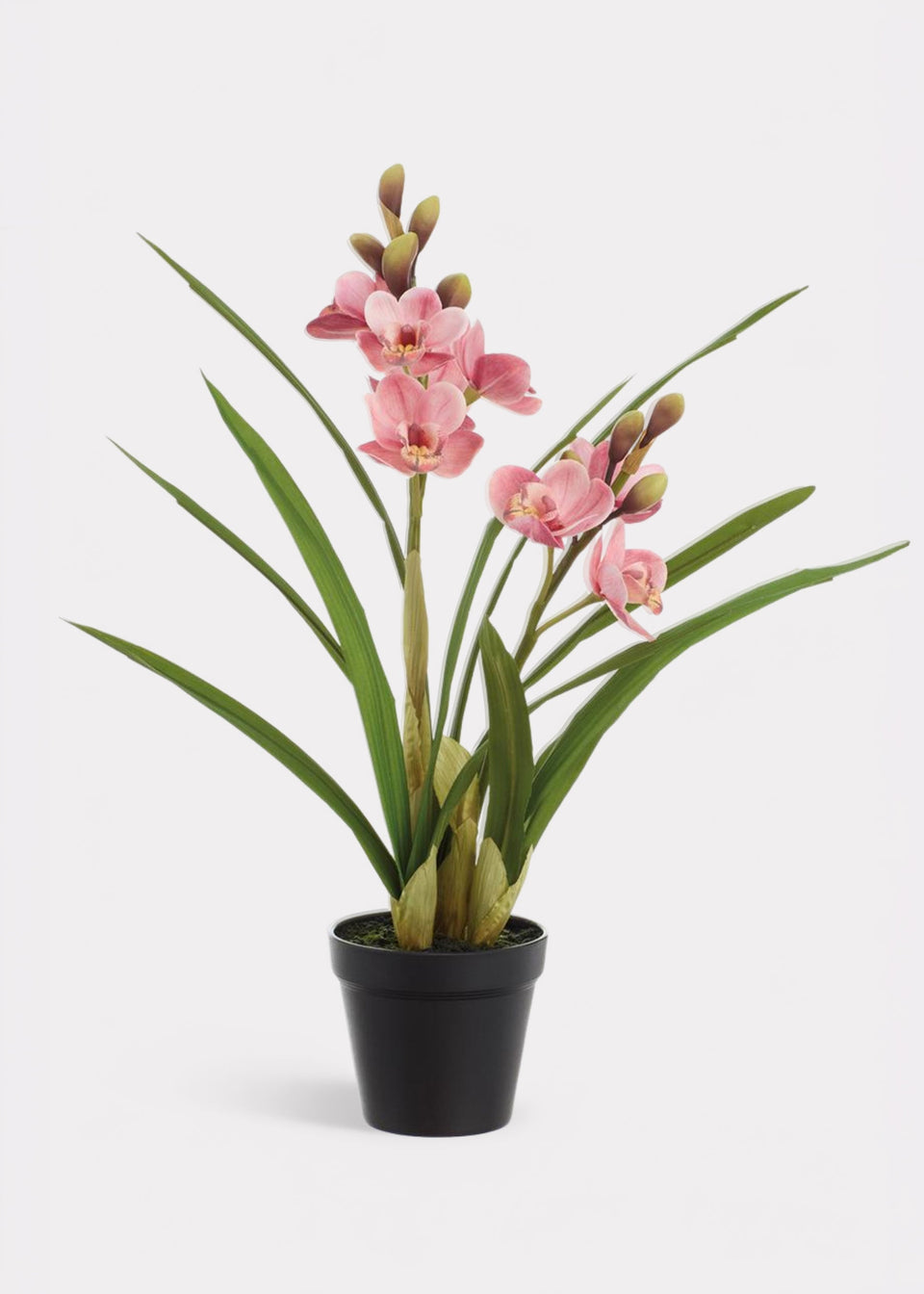 Pink Cymbidium Orchid Fake Potted Flower Arrangement - 21"