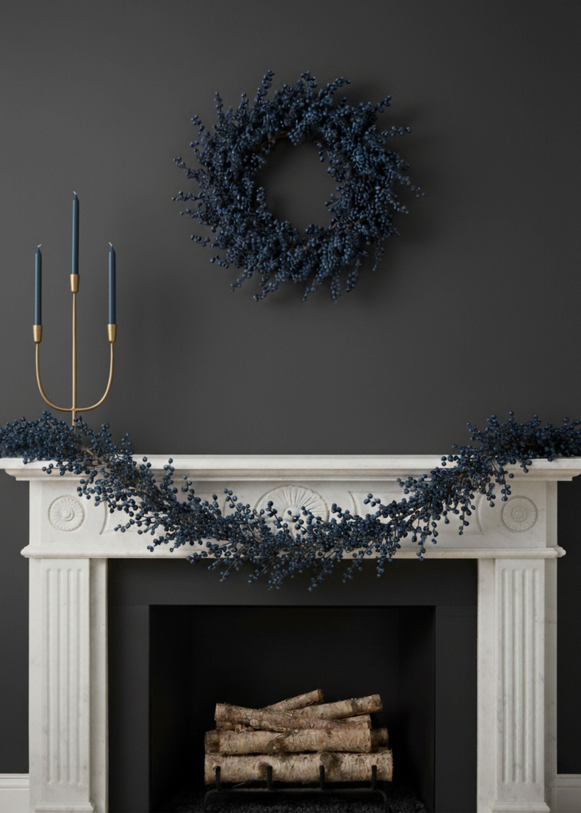 Burst of Blue Holiday Berry Garland - 72"