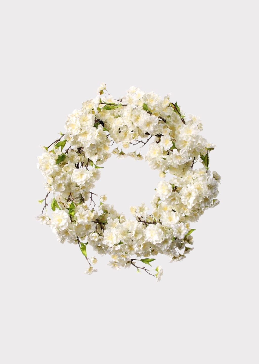 Deluxe Cream Artificial Cherry Blossom Flower Wreath - 20"