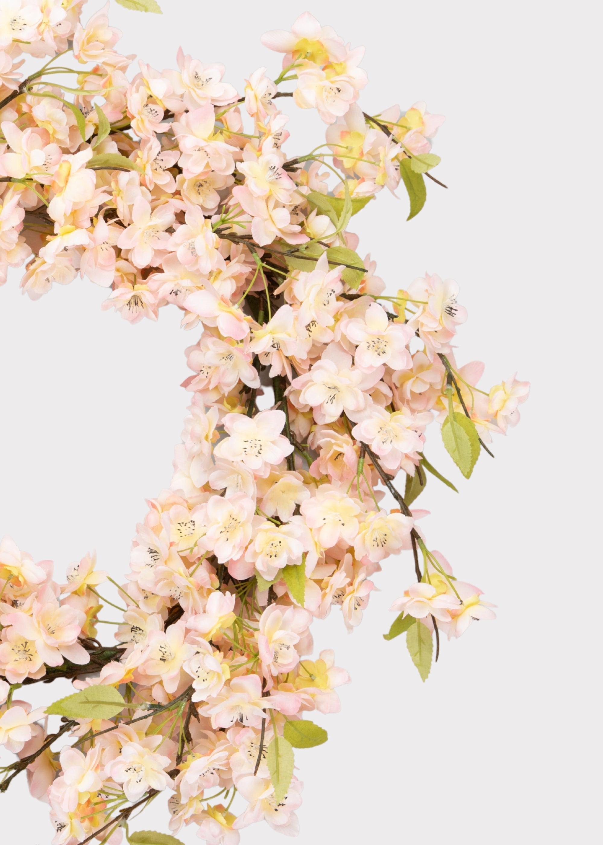 Fake Cherry Blossom Flower Wreath in Pink - 20"