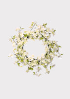 White Cherry Blossom Artificial Flower Wreath - 20"