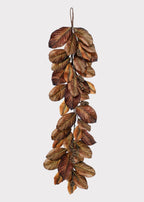 Artificial Fall Magnolia Leaf Garland in Harvest Brown Hues - 48"