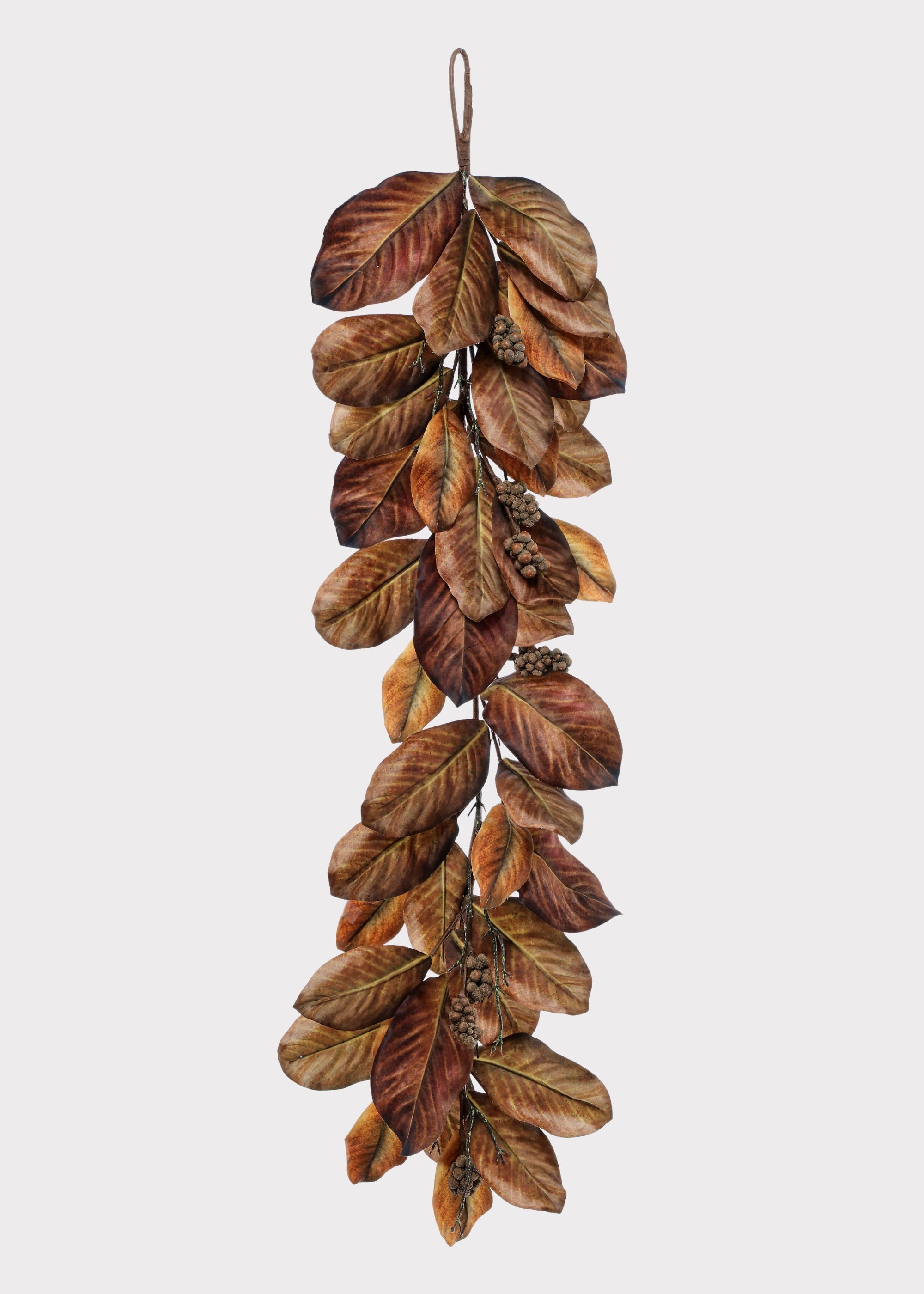 Artificial Fall Magnolia Leaf Garland in Harvest Brown Hues - 48"