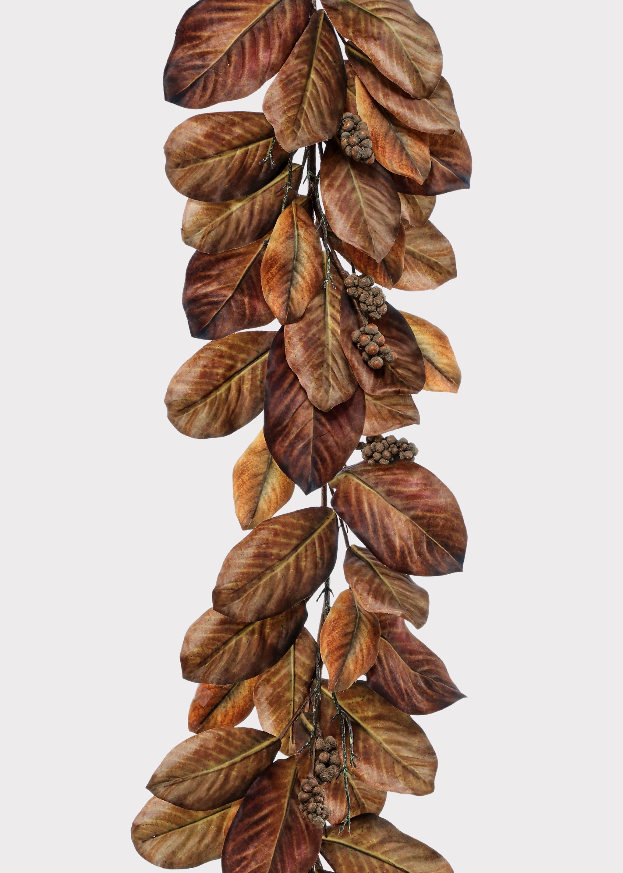 Artificial Fall Magnolia Leaf Garland in Harvest Brown Hues - 48"