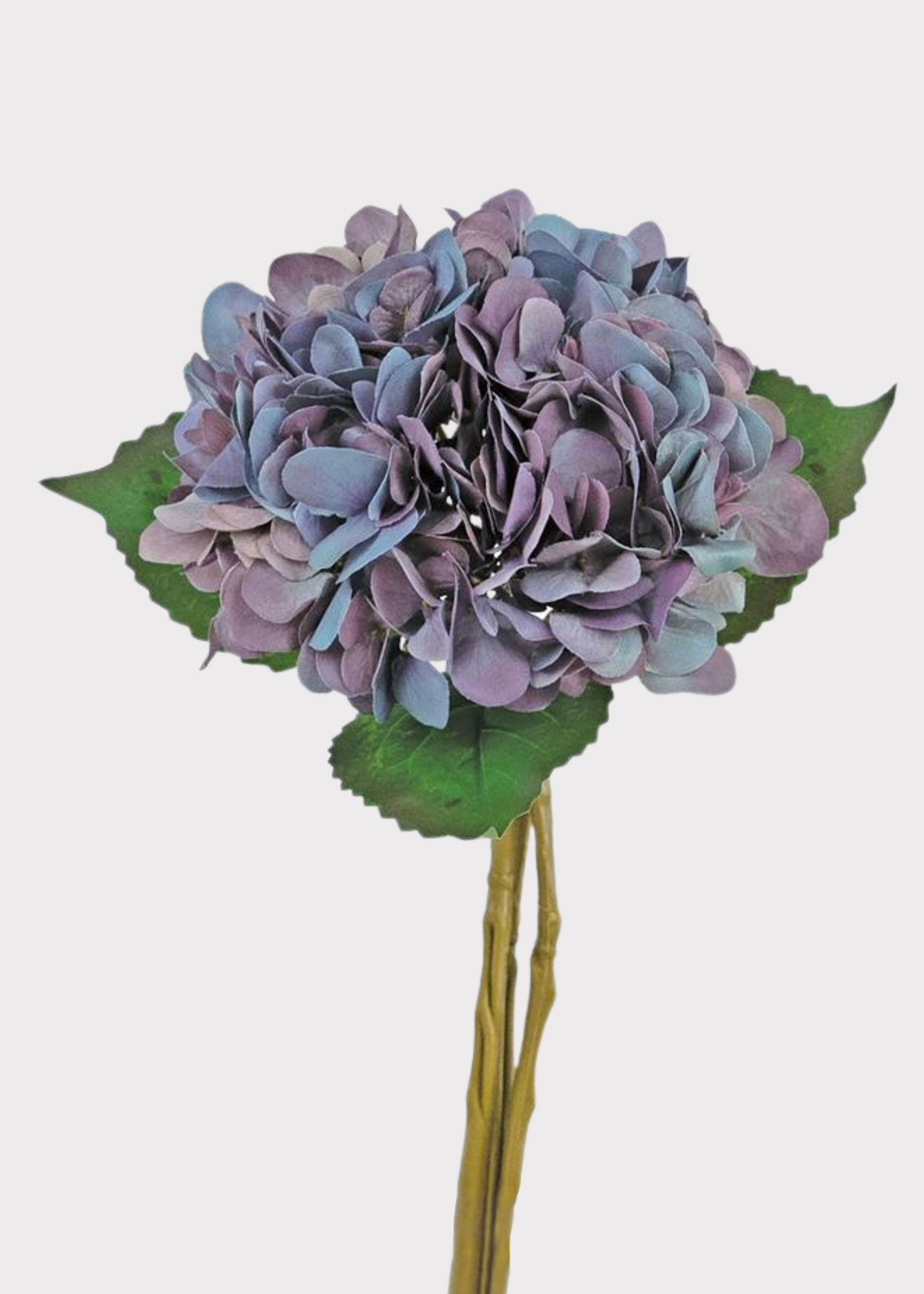 Vintage Plum and Blue Fake Hydrangea Flower Bundle - 17"