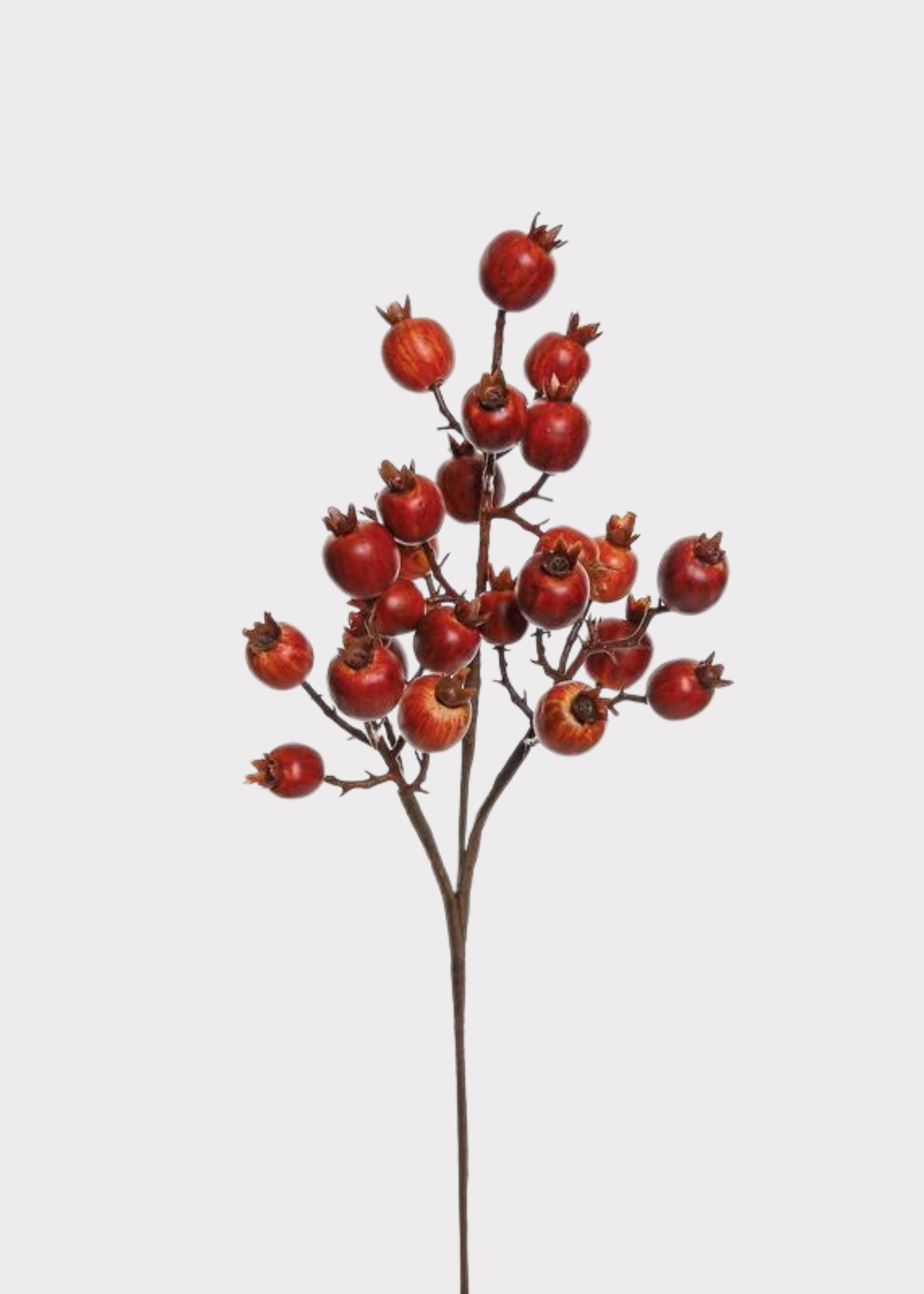 Autumn Rust Red Fake Rosehip Berry Pod Pick - 16"