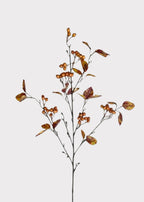 Artificial Rosehip Berry Pod and Leaf Branch in Fall Hues - 43"