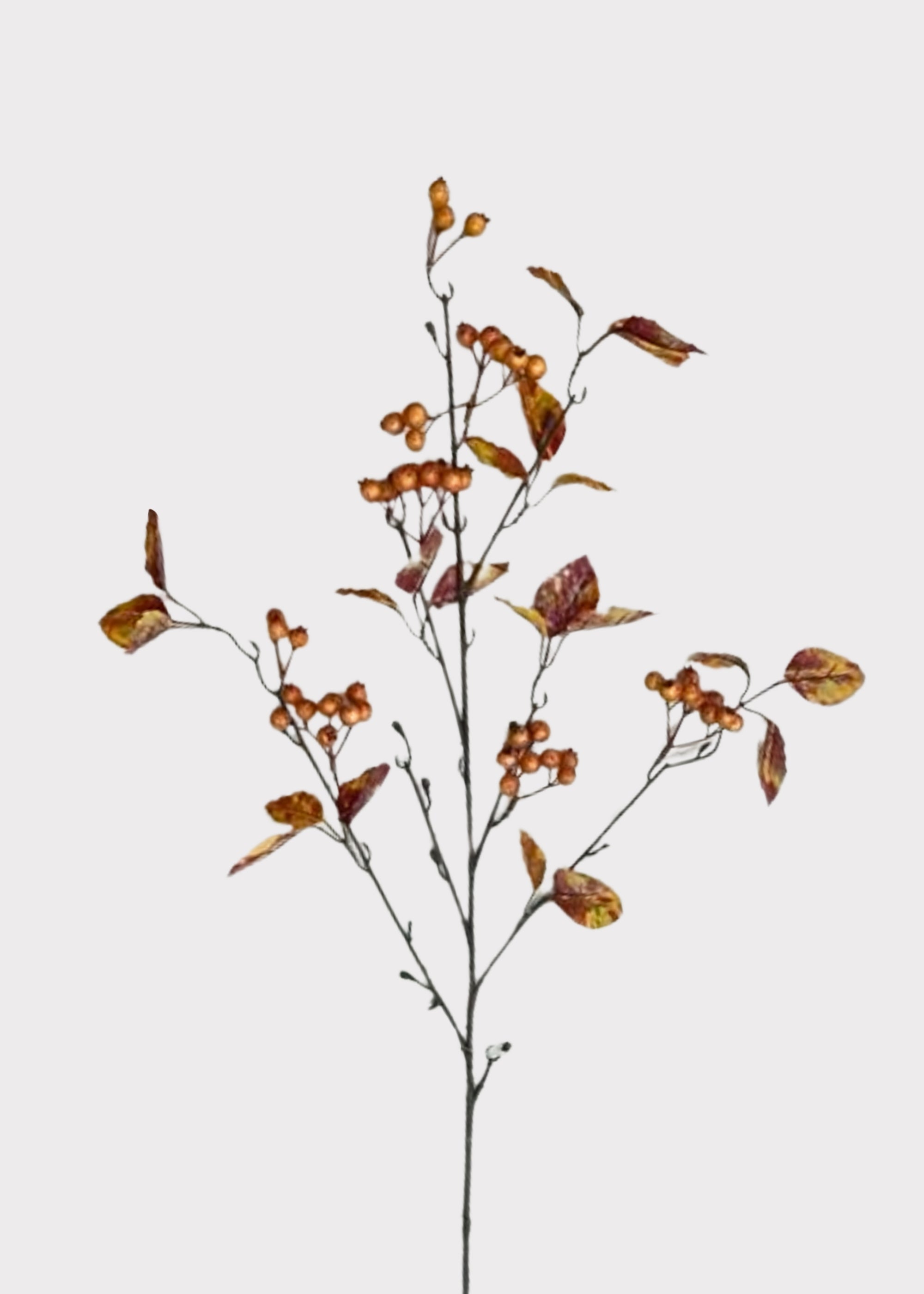 Artificial Rosehip Berry Pod and Leaf Branch in Fall Hues - 43"