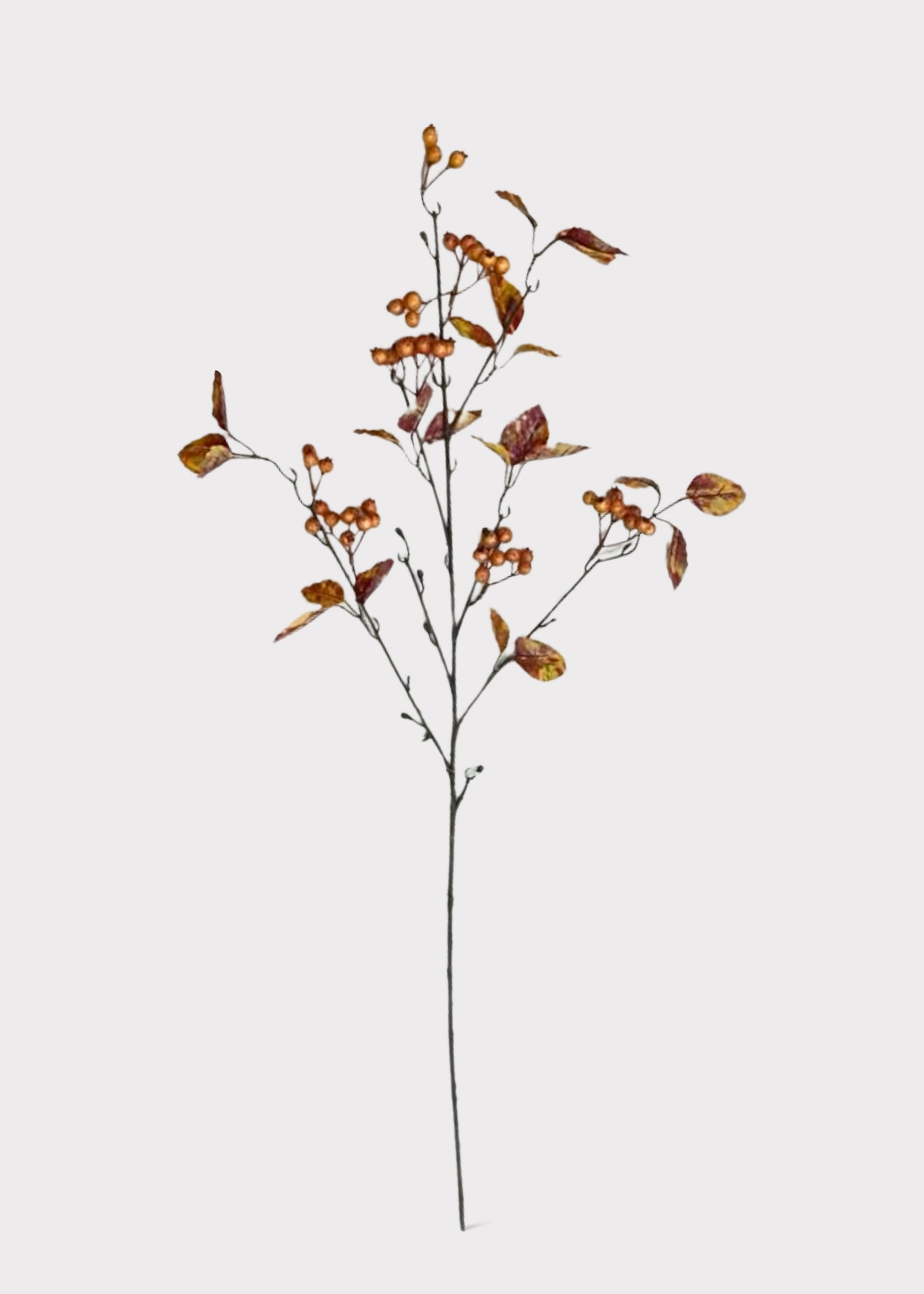 Artificial Rosehip Berry Pod and Leaf Branch in Fall Hues - 43"