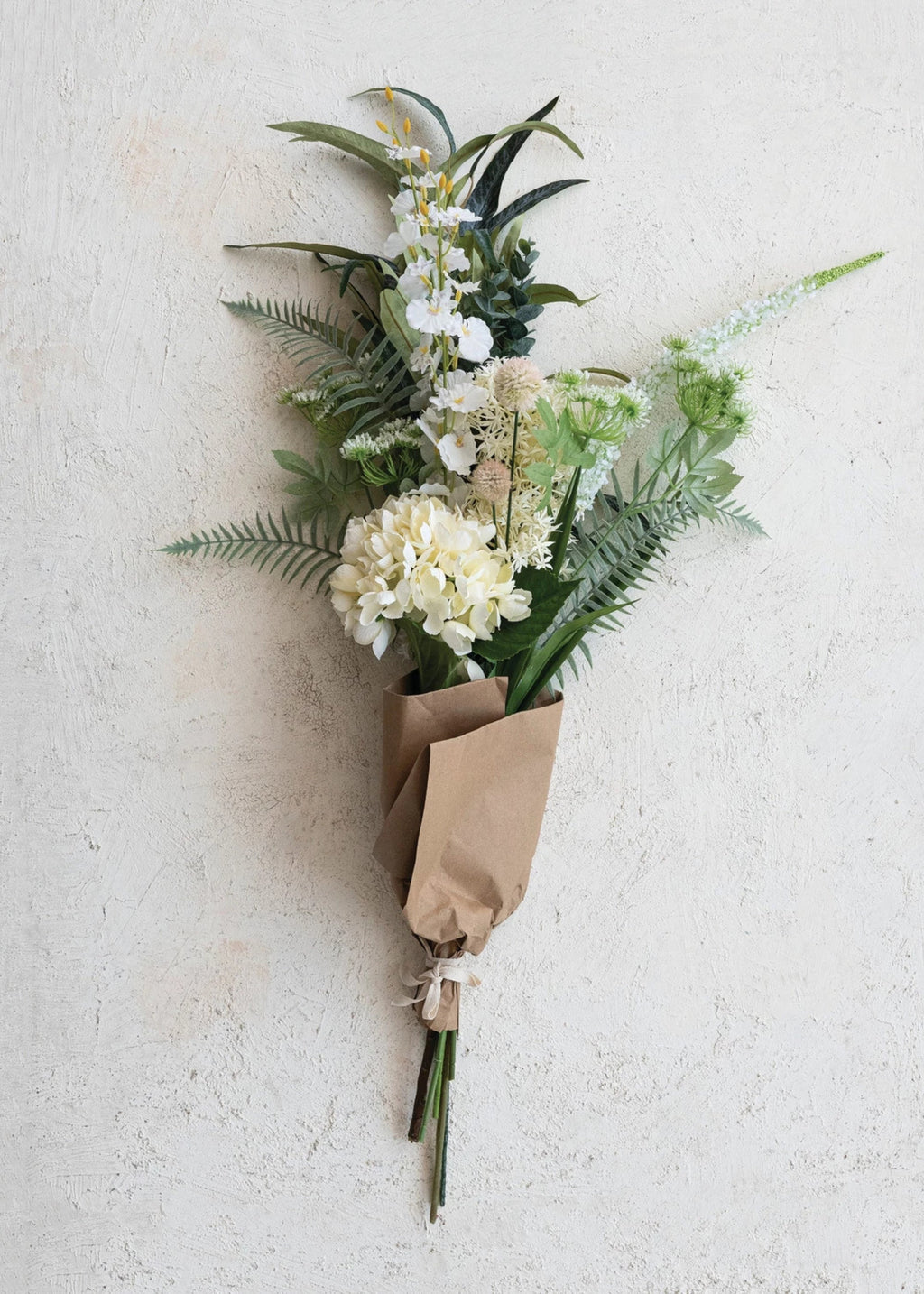 Cream Green Large Fake Mixed Flower and Leaf Bouquet - 40"