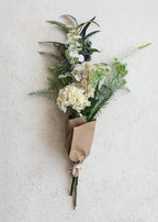 Cream Green Large Fake Mixed Flower and Leaf Bouquet - 40"