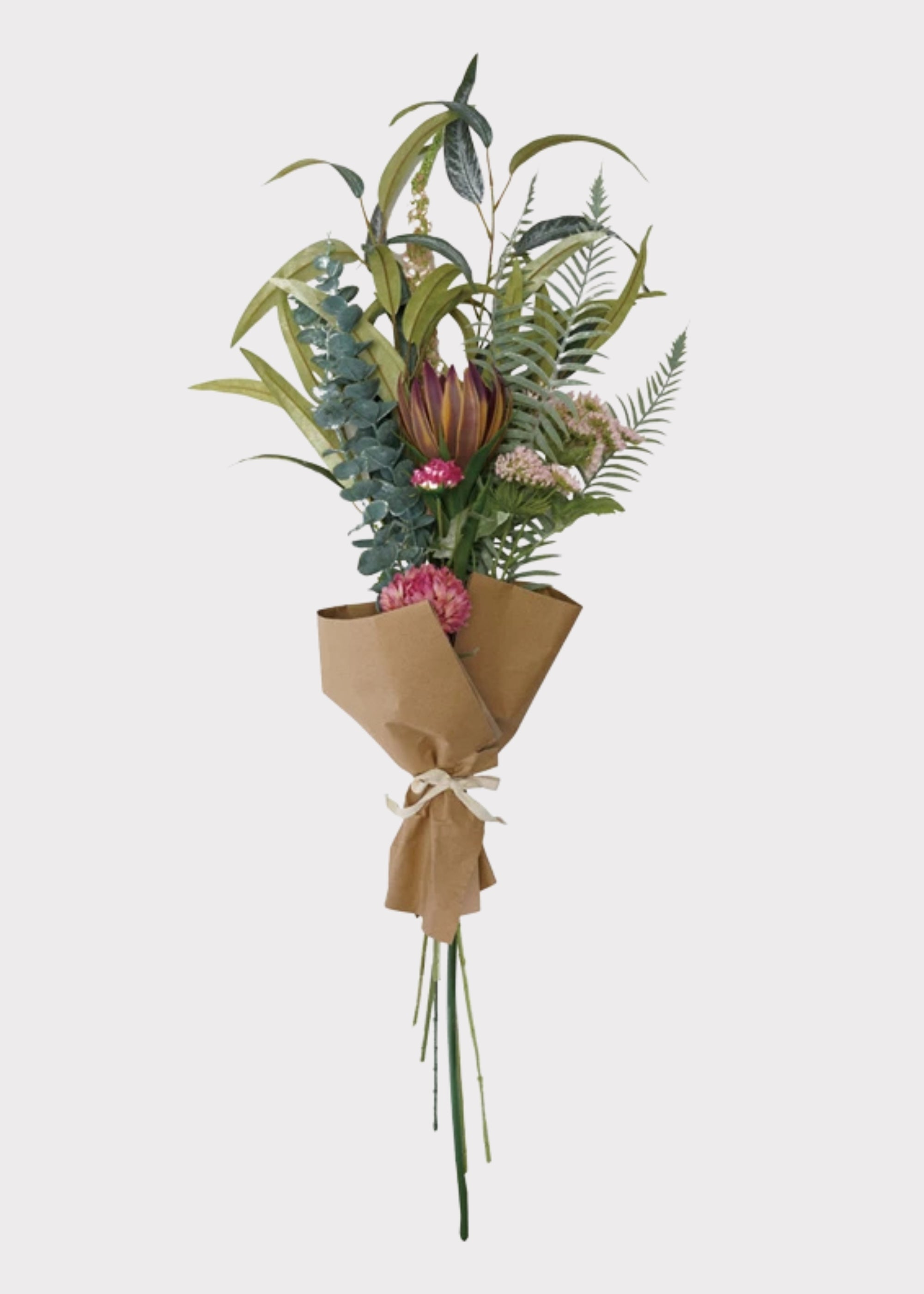 Large Artificial Flower Bouquet of Purple Protea and Eucalyptus - 43"