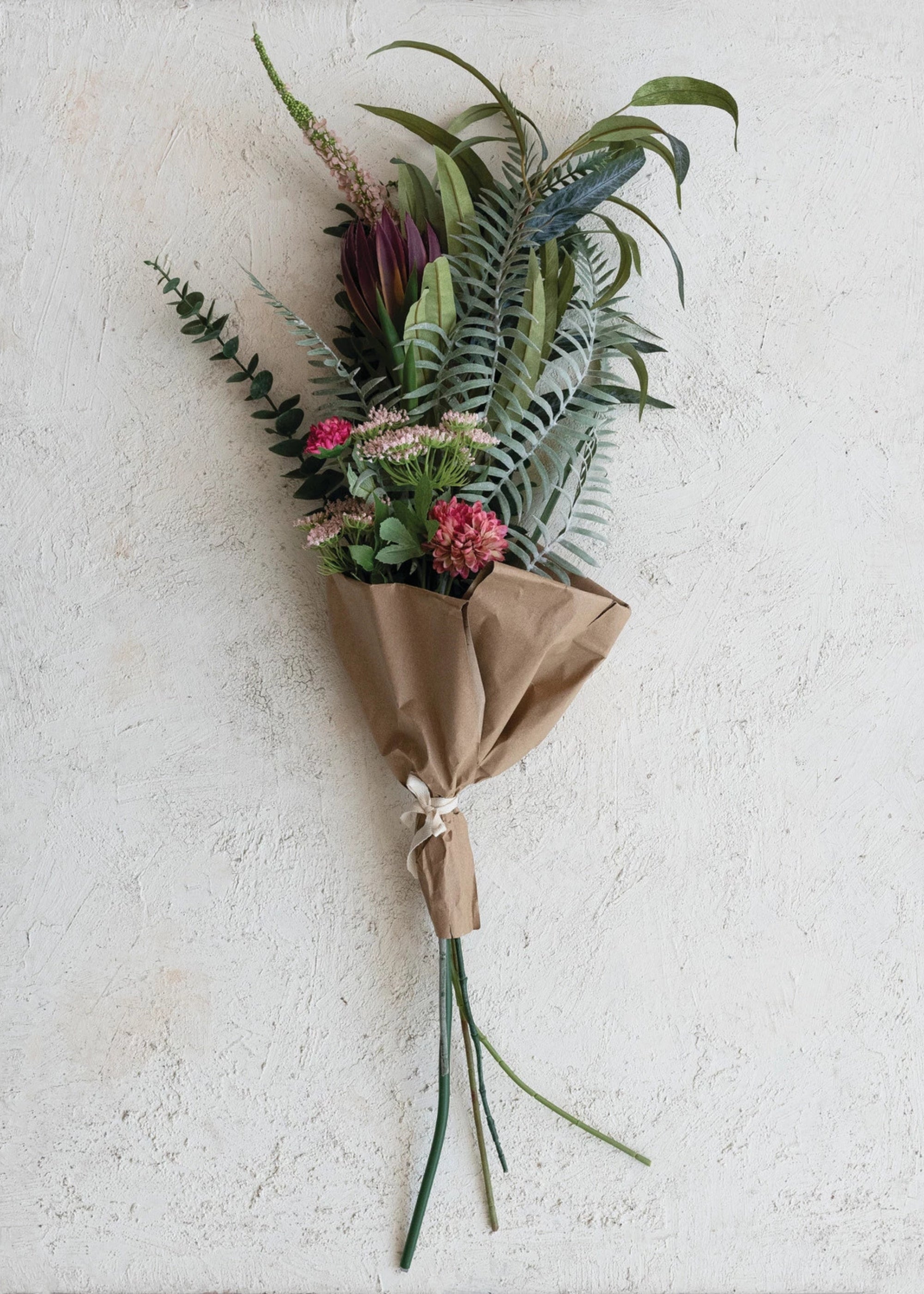 Large Artificial Flower Bouquet of Purple Protea and Eucalyptus - 43"