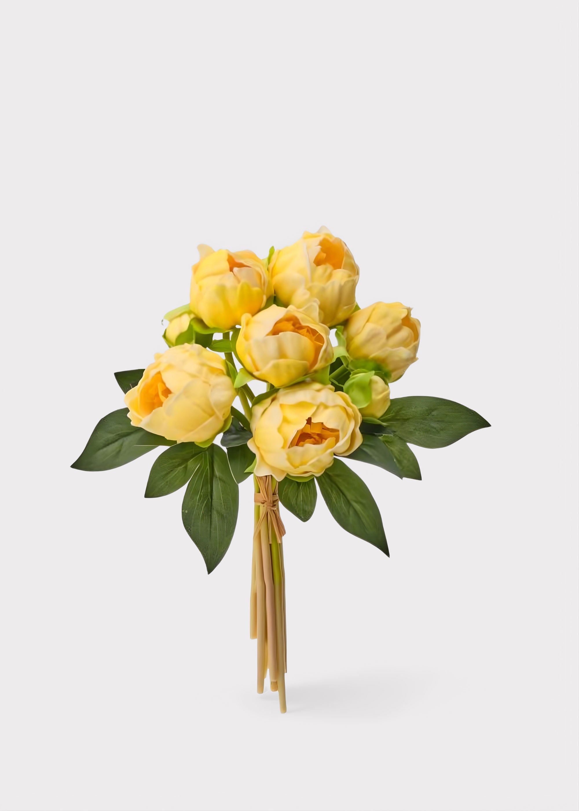 Butter Yellow Peony Real Touch Flower Bundle of 8 - 11"