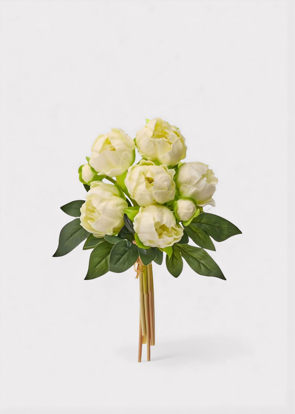 Cream Peony Real Touch Flower Bundle of 8 - 11"