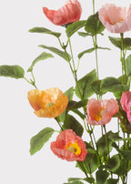 Artificial Poppy Flower Bush in Pink and Coral - 21.5"