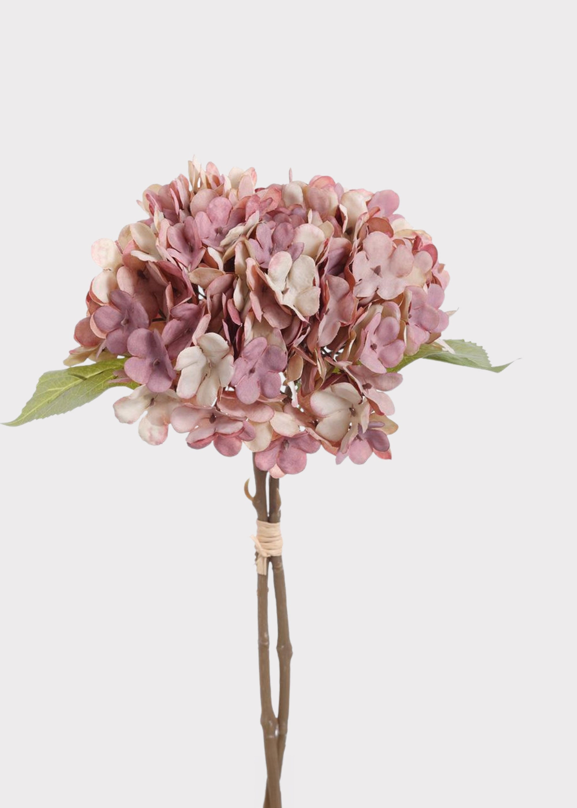 Fake Hydrangea Flower Bundle in Antique Pink - 13.5"