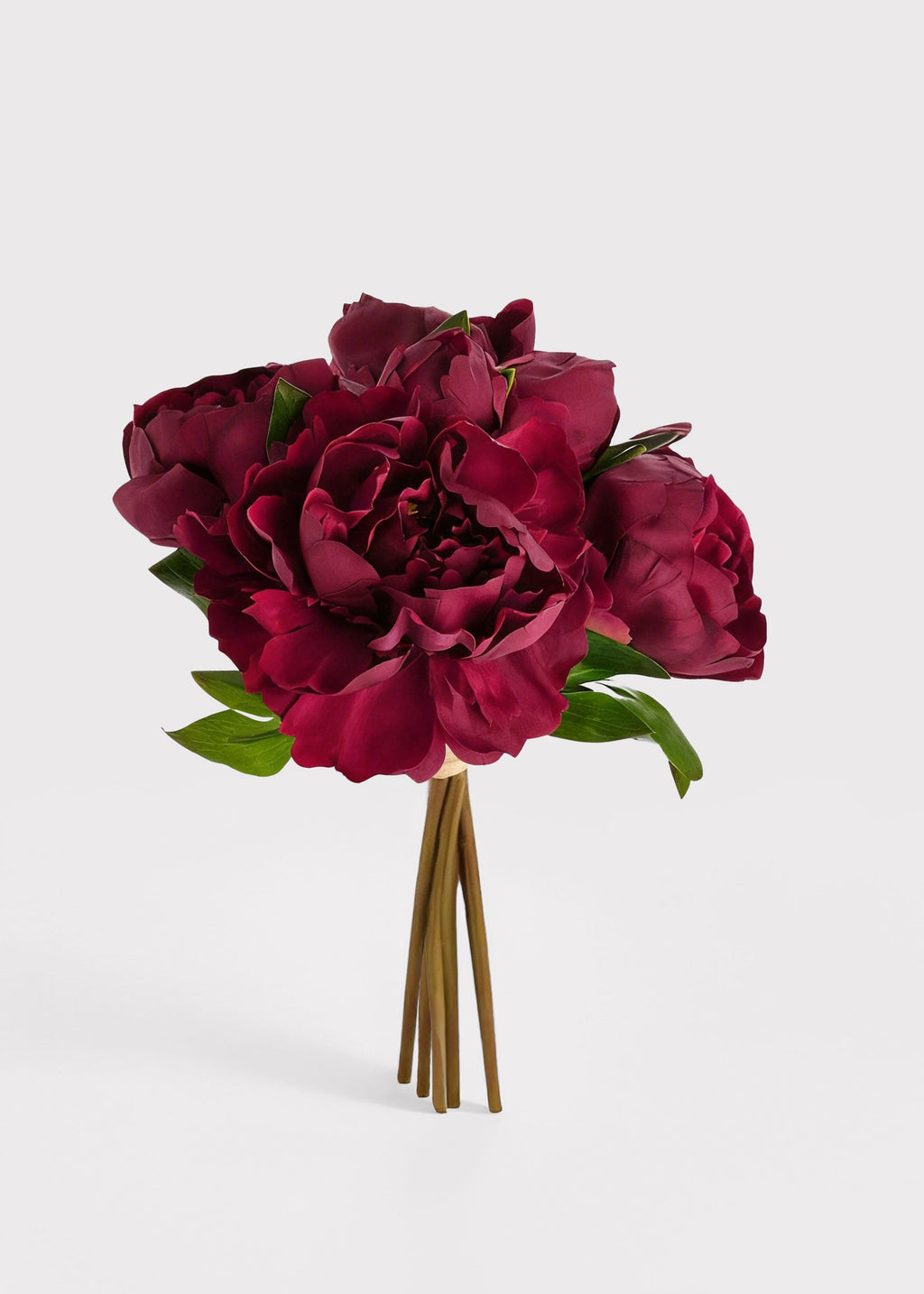 Real Touch Peony Flower Bundle in Dark Fuchsia - 14"
