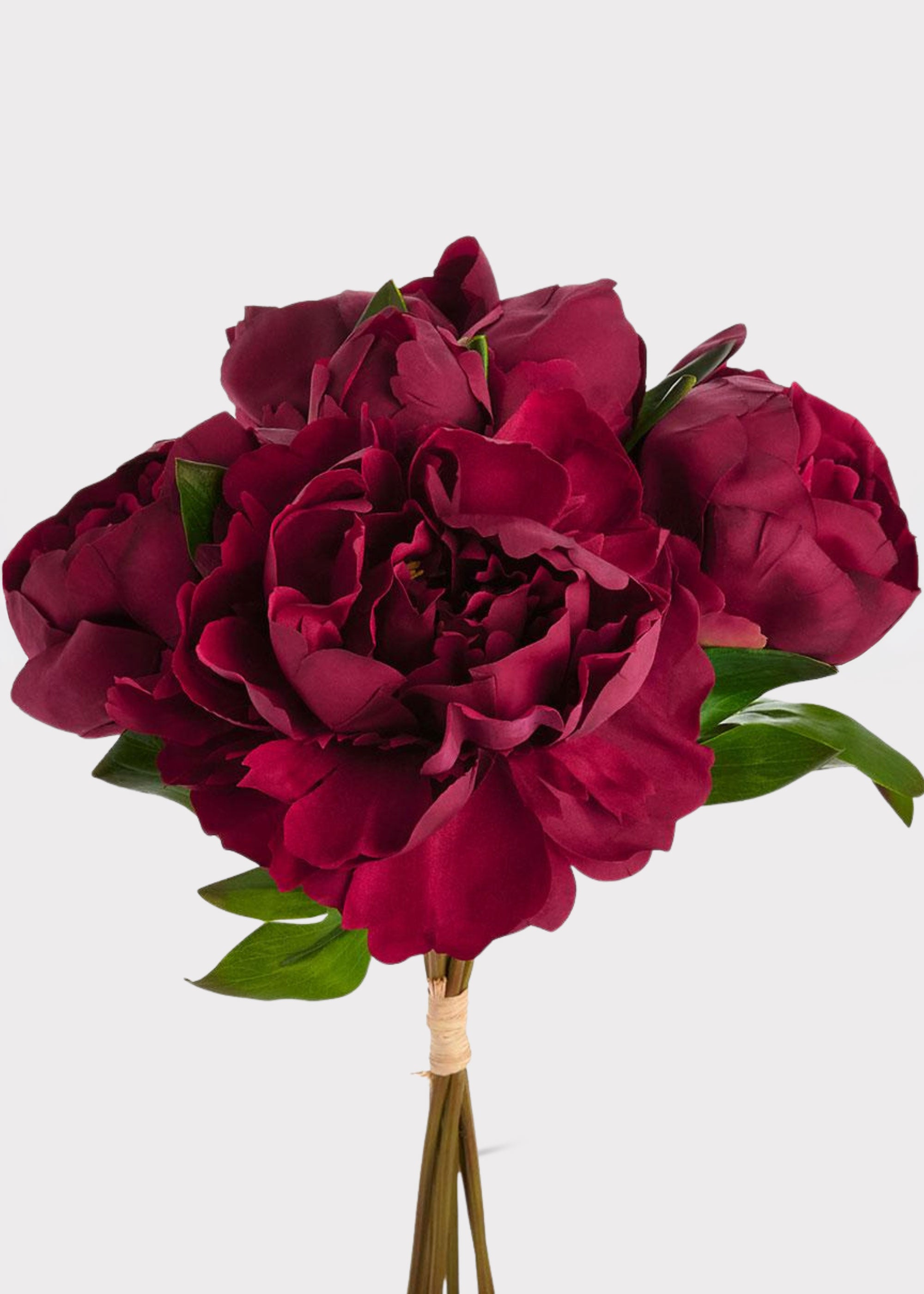 Real Touch Peony Flower Bundle in Dark Fuchsia - 14"
