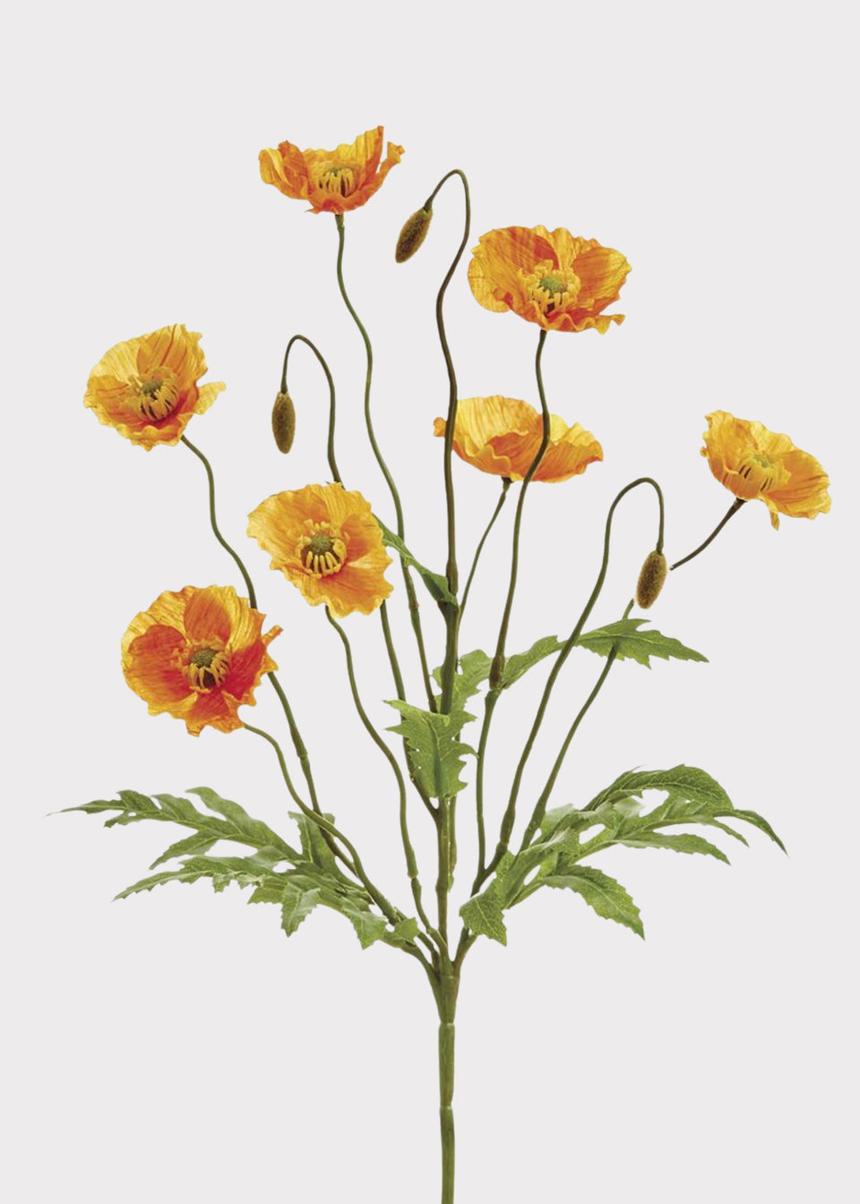 Orange Fake Poppy Blooming Flower Bush - 15"