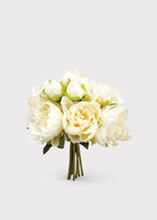 Artificial Peony Flower Bouquet in Cream - 9"
