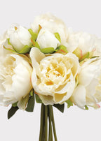 Artificial Peony Flower Bouquet in Cream - 9"