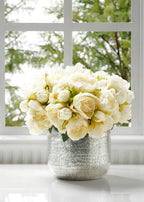 Artificial Peony Flower Bouquet in Cream - 9"