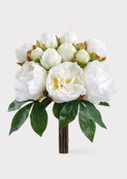 Artificial Wedding Flower Bouquet of White Peonies - 16"