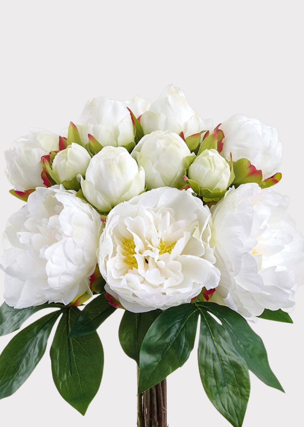 Artificial Wedding Flower Bouquet of White Peonies - 16"