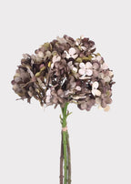 Vintage Brown Taupe Fake Hydrangea Flower Bundle - 12"