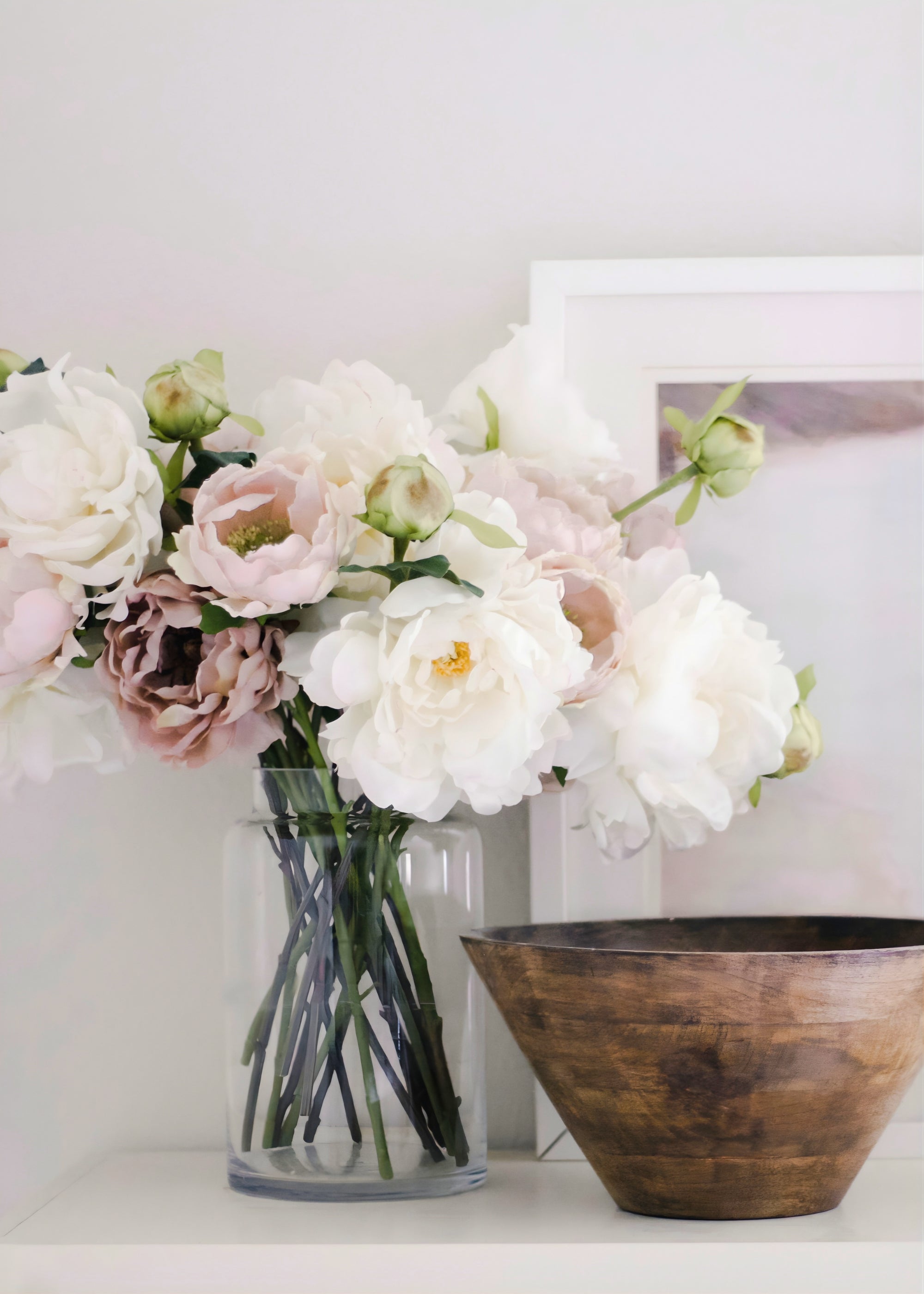 White Fake Flower Peony - 31"