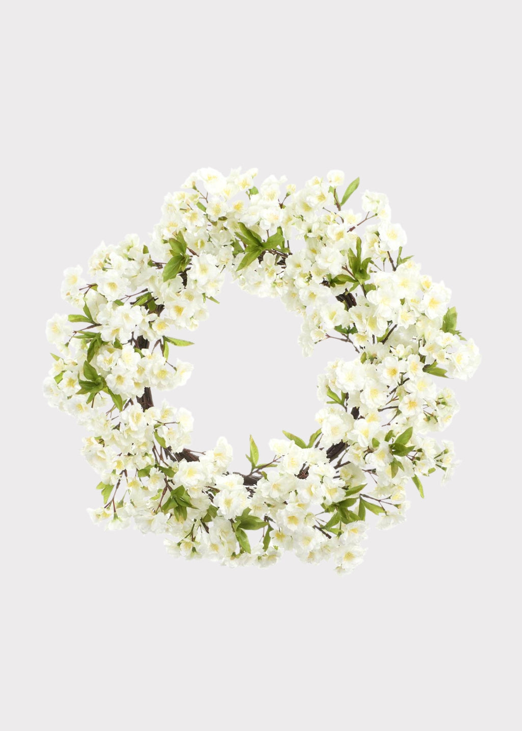 Fake Cherry Blossom Wreath in White - 24"