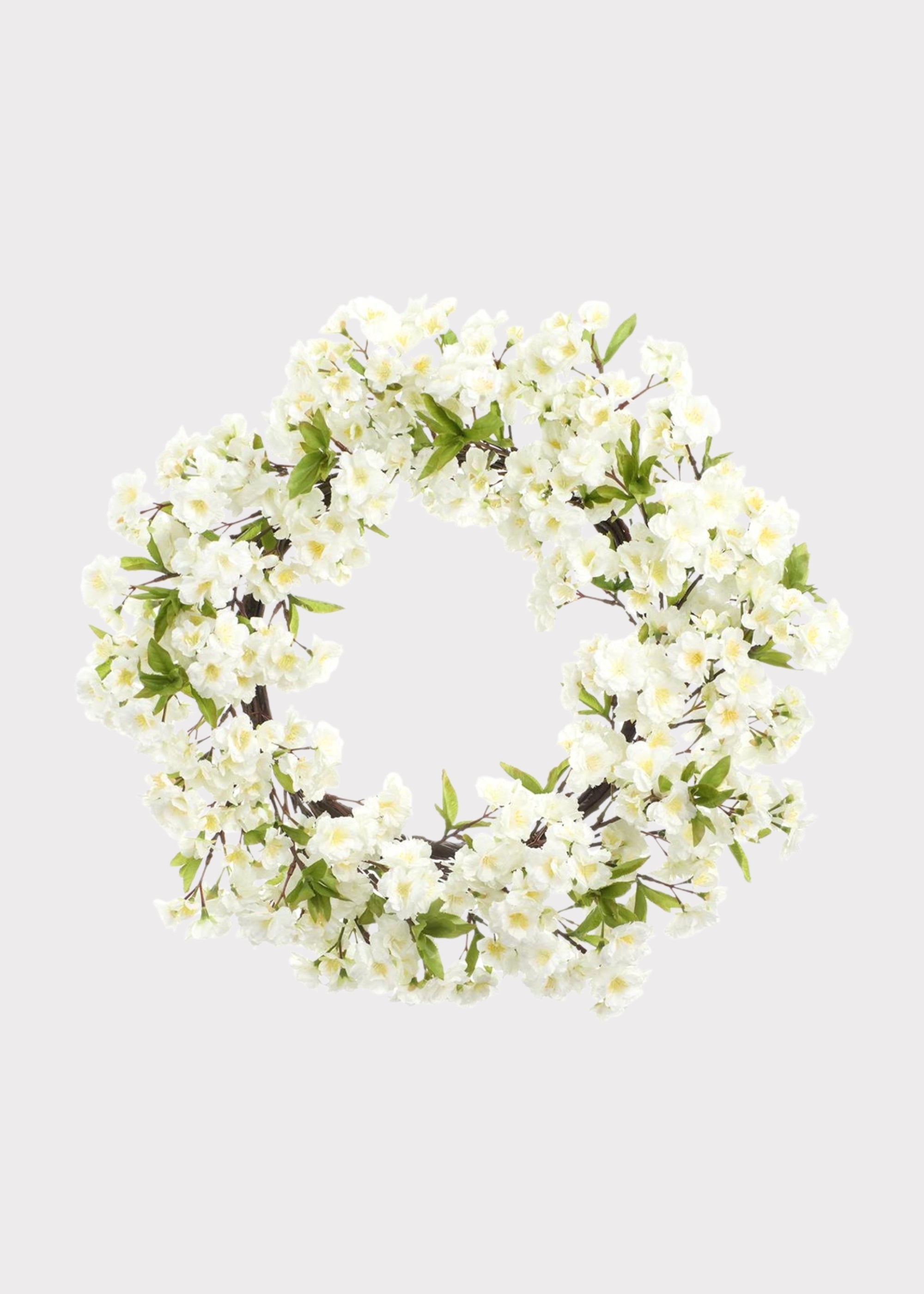 Fake Cherry Blossom Wreath in White - 24"