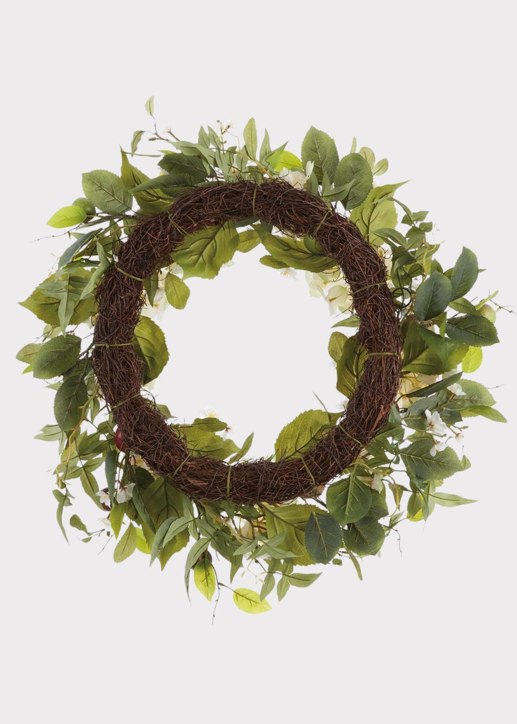 White Artificial Hydrangea and Apple Spring Wreath - 30"