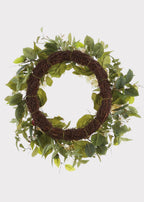 White Artificial Hydrangea and Apple Spring Wreath - 30"