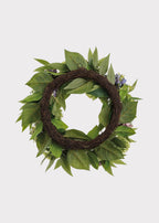 Purple Green Fake Hydrangea and Snowball Flower Wreath - 22"