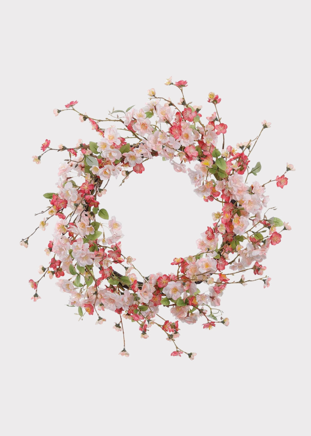 Pink Wispy Artificial Cherry Blossom Spring Flower Wreath - 24"