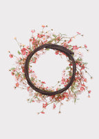 Pink Wispy Artificial Cherry Blossom Spring Flower Wreath - 24"