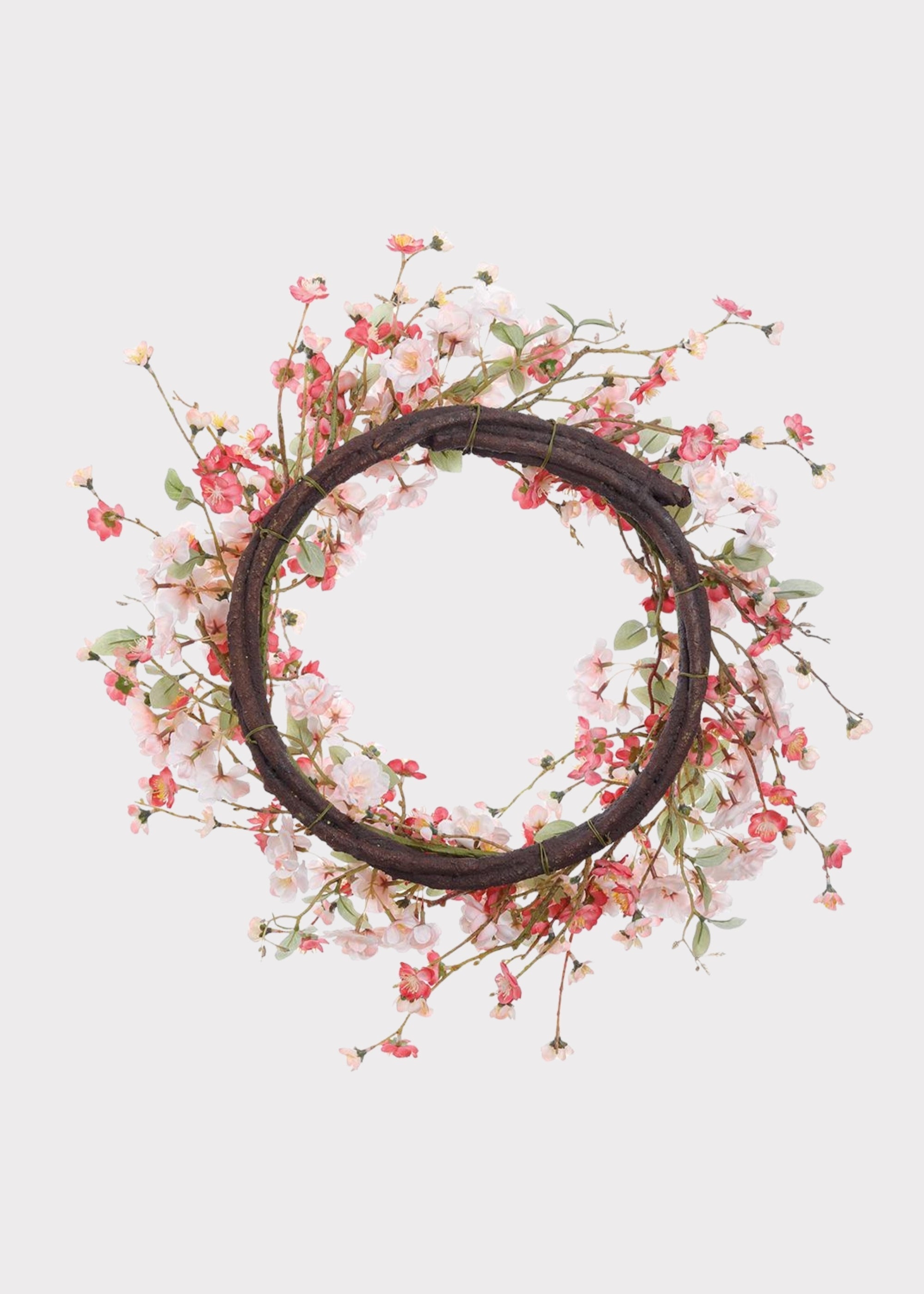 Pink Wispy Artificial Cherry Blossom Spring Flower Wreath - 24"