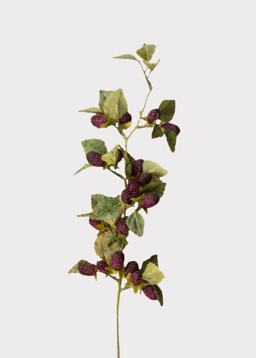 Artificial Berries Mulberry Stem in Dark Purple - 28"