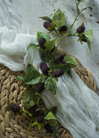 Artificial Berries Mulberry Stem in Dark Purple - 28"